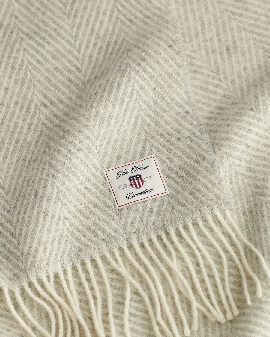 herringbone wool throw - light grey