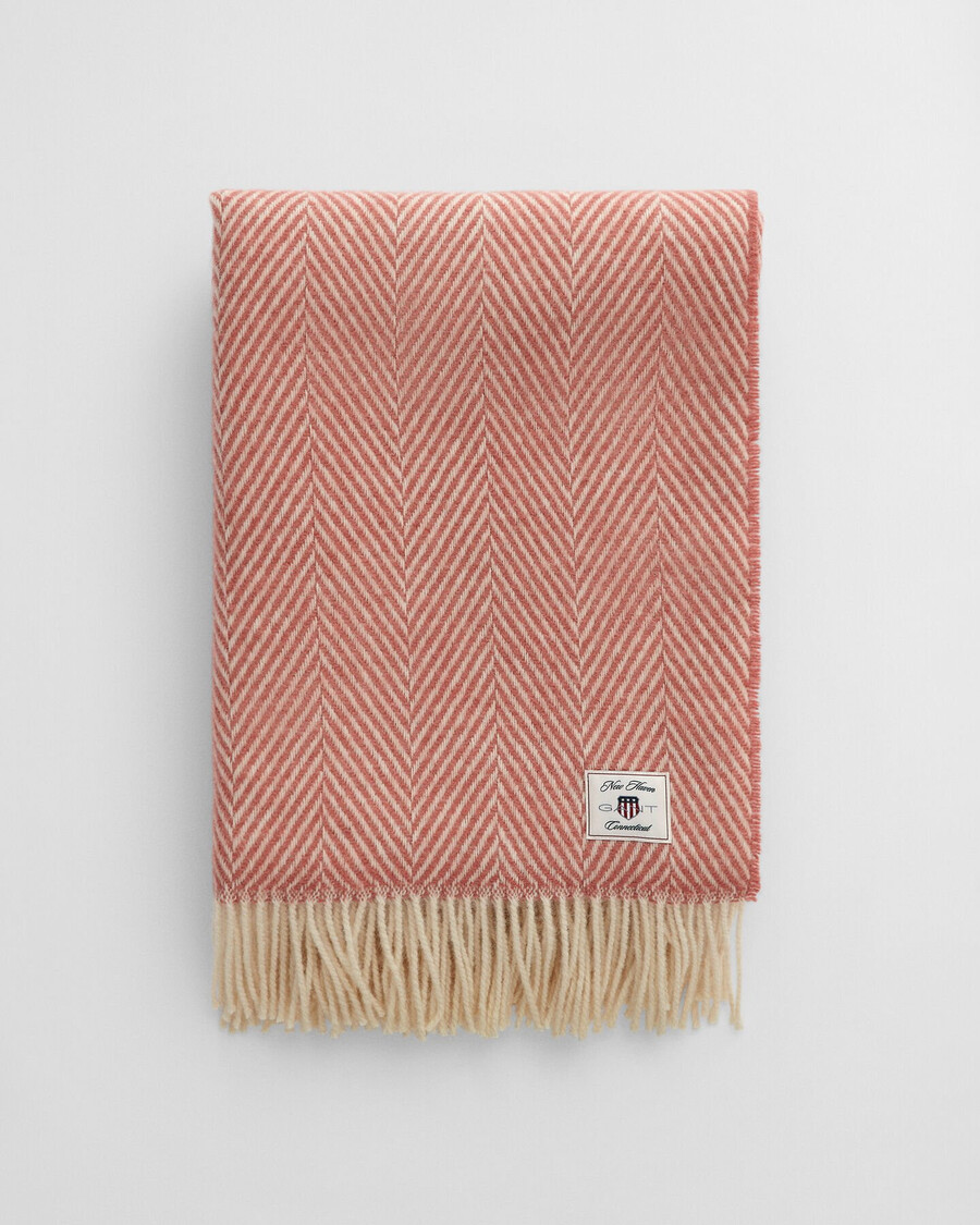 herringbone wool throw - faded brick