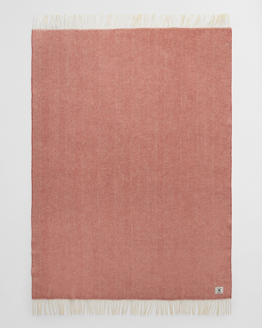 herringbone wool throw - faded brick
