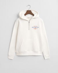teen girls sports club graphic halfzip hoodie - eggshell