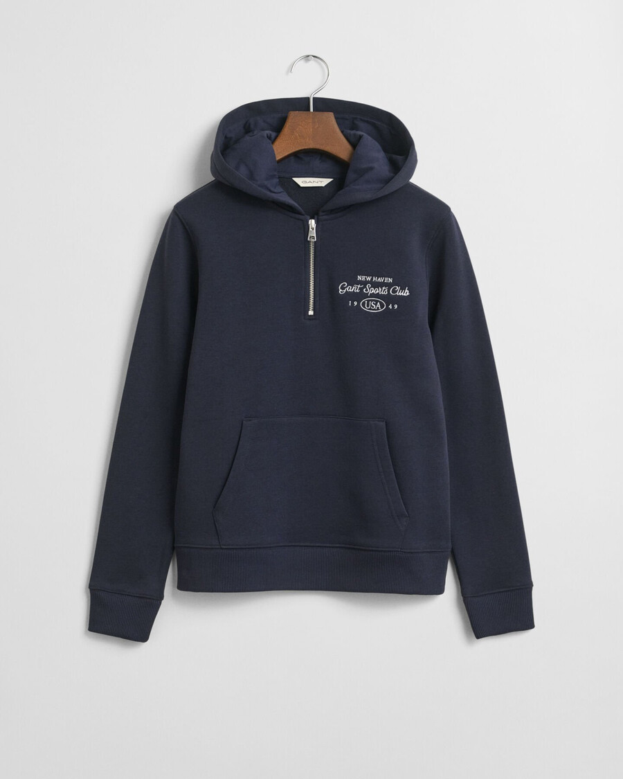 teen girls sports club graphic halfzip hoodie - evening blue