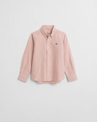 kids shield striped oxford shirt - deep orange