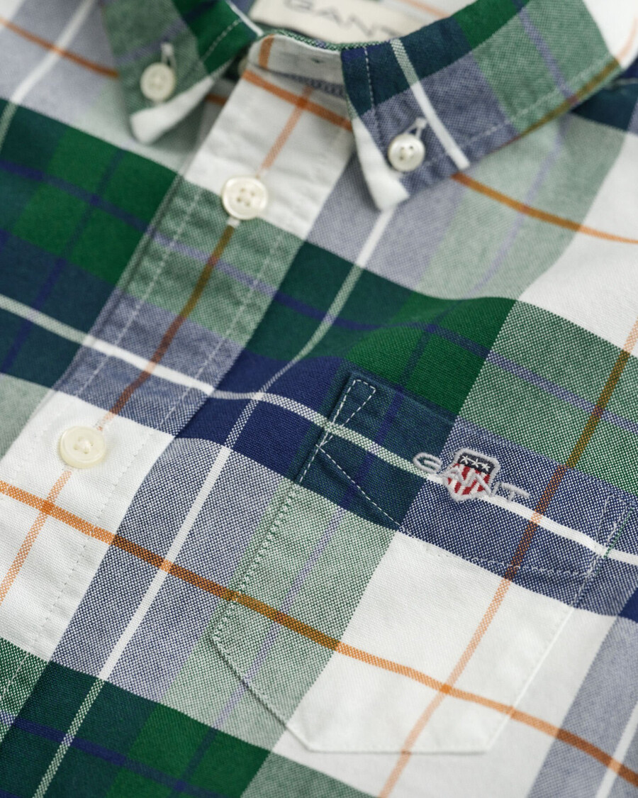 kids shield checked oxford shirt - forest green