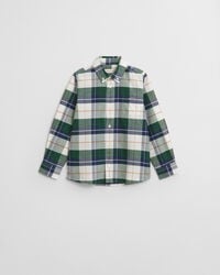 kids shield checked oxford shirt - forest green