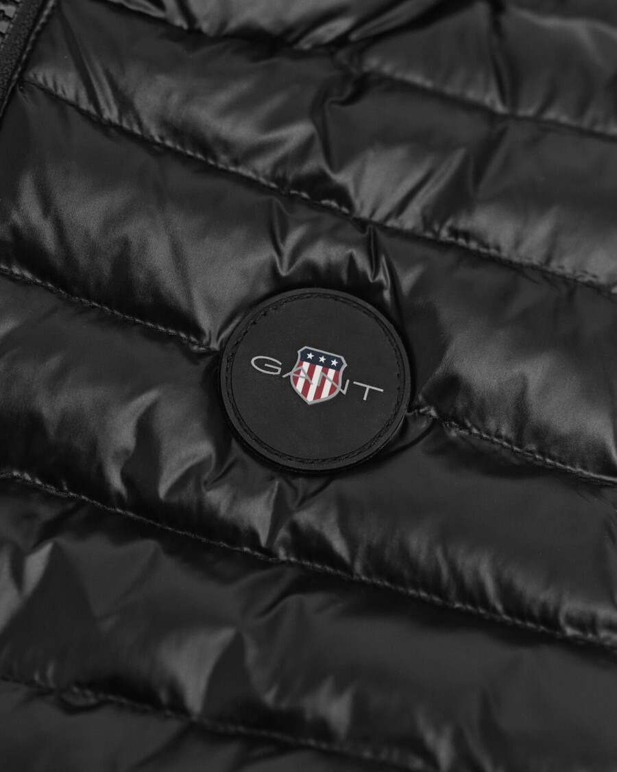 kids shiny lightweight padded down vest - black