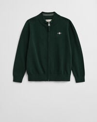 kids shield cotton zip cardigan - tartan green