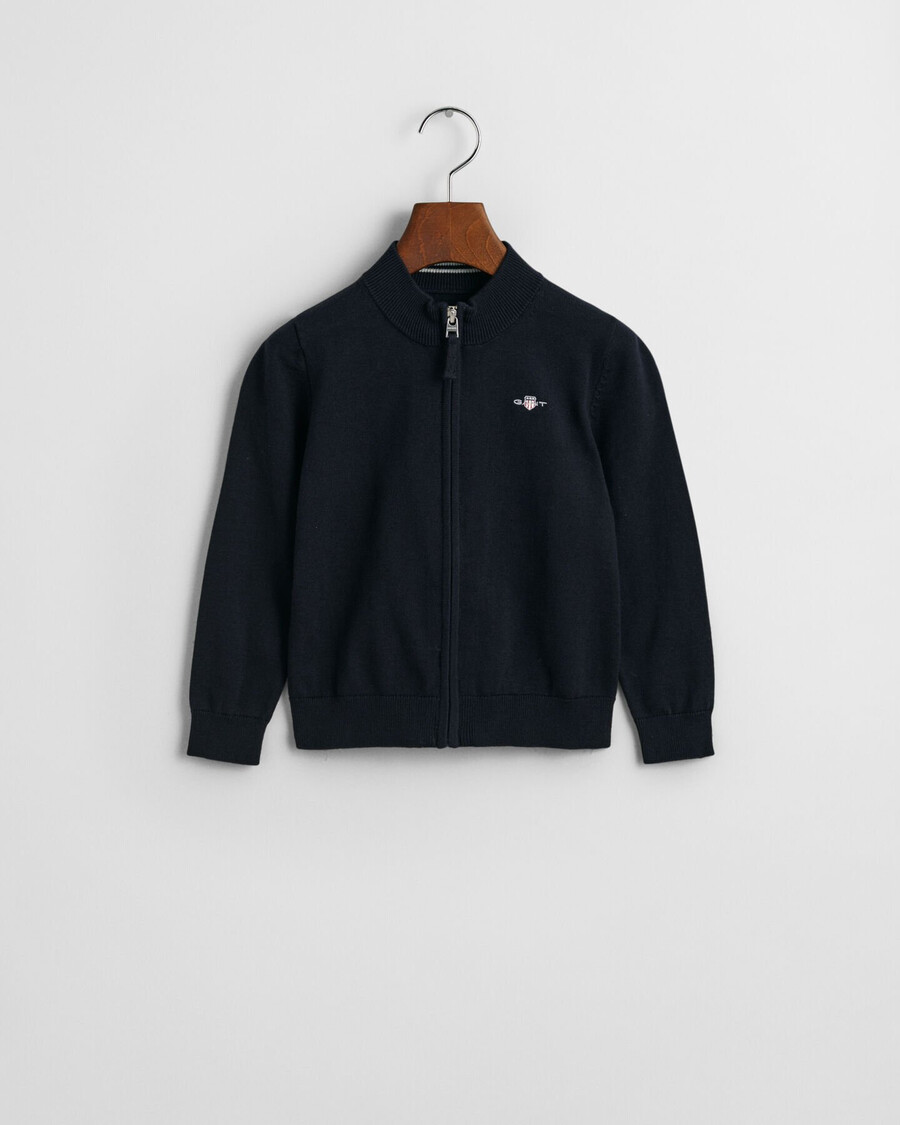 kids shield cotton zip cardigan - evening blue