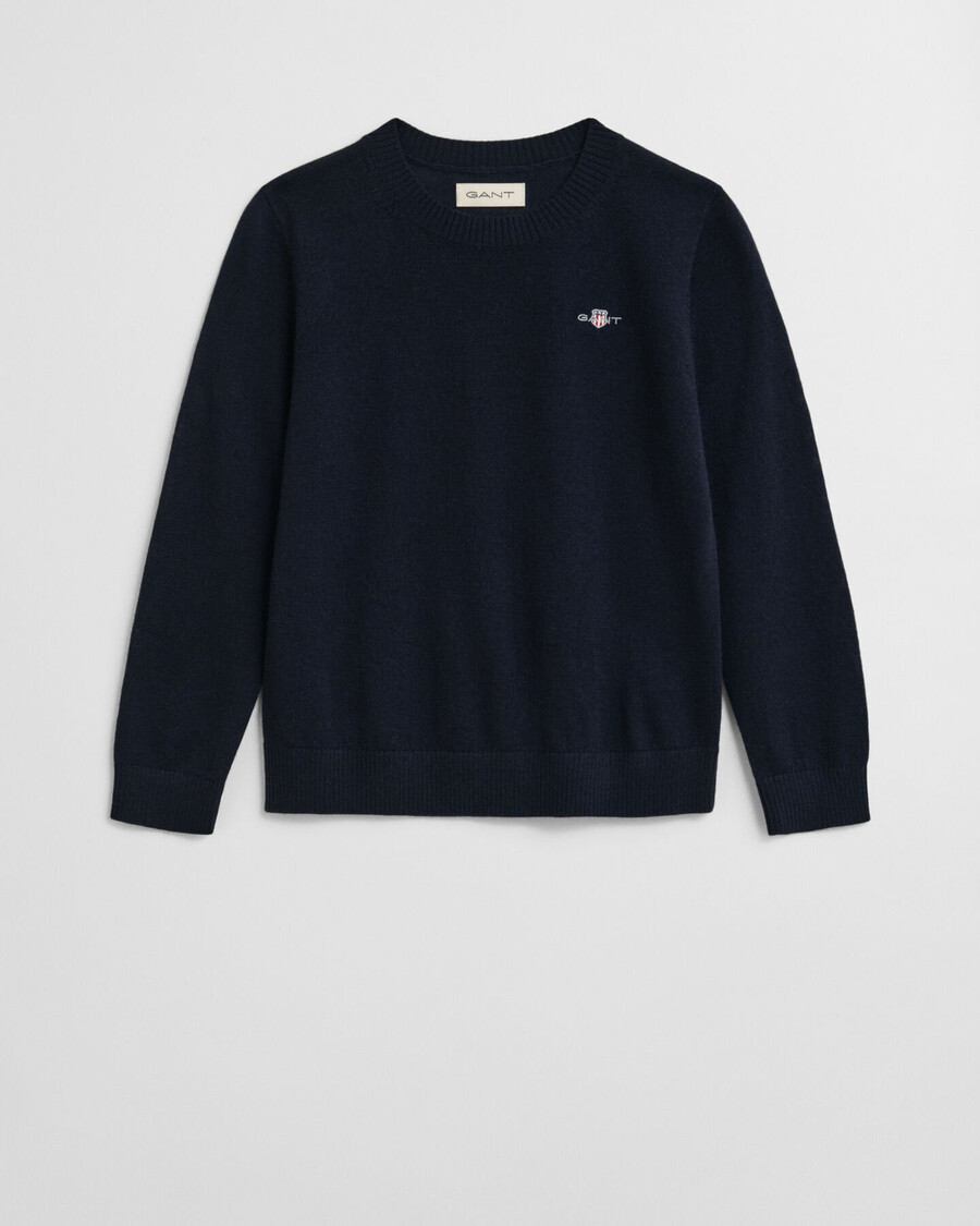 kids extra fine merino wool crew neck sweater - evening blue