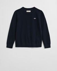kids extra fine merino wool crew neck sweater - evening blue