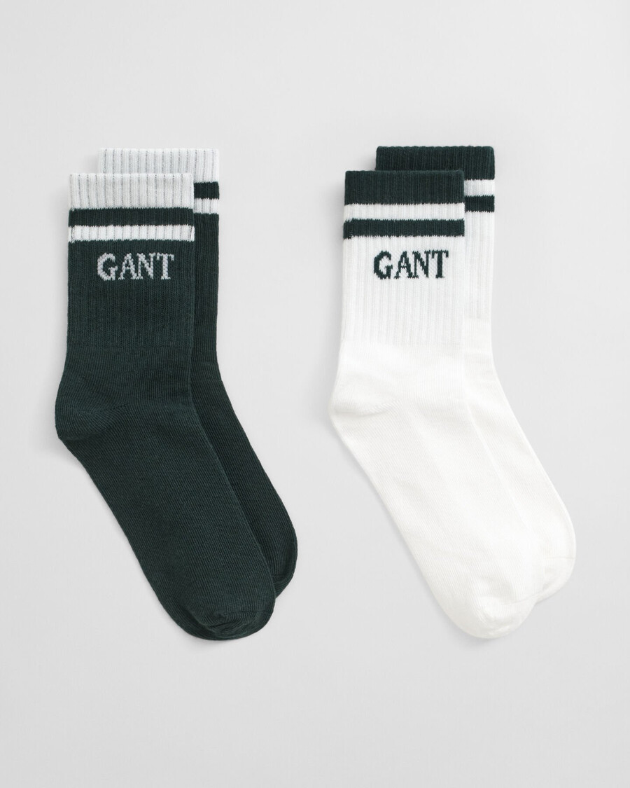 kids 2pack striped sport socks - tartan green