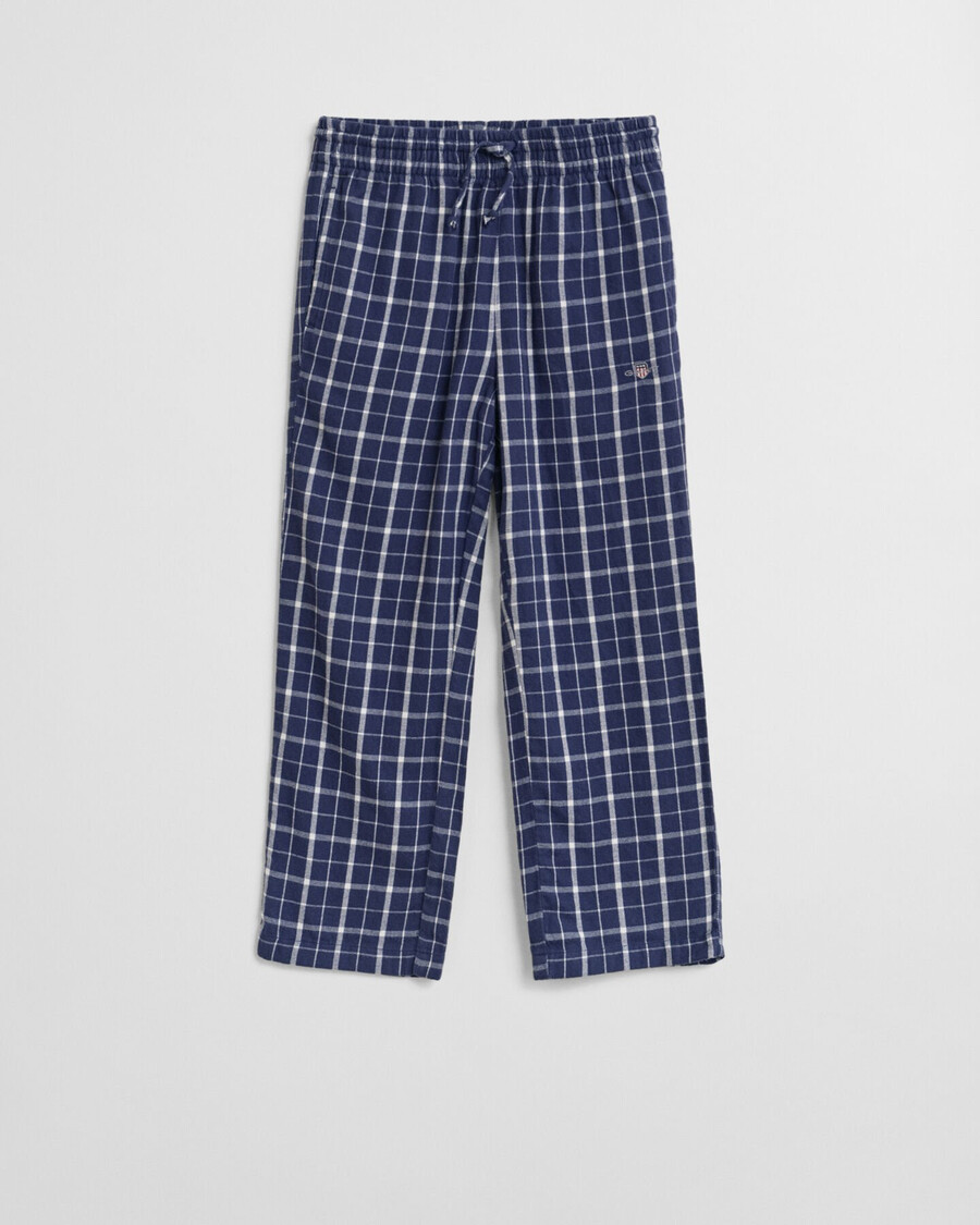 kids checked flannel pajama pants - persian blue