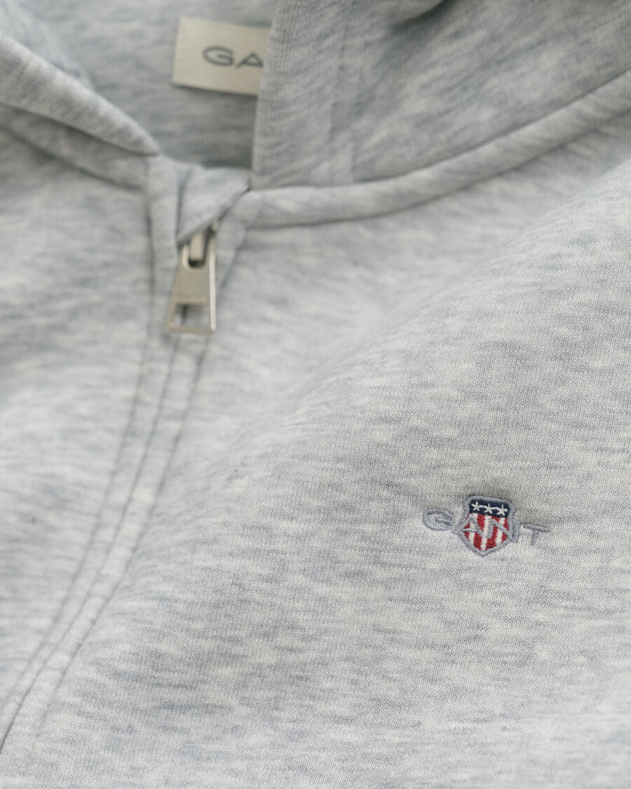 teens shield zip hoodie - light grey melange