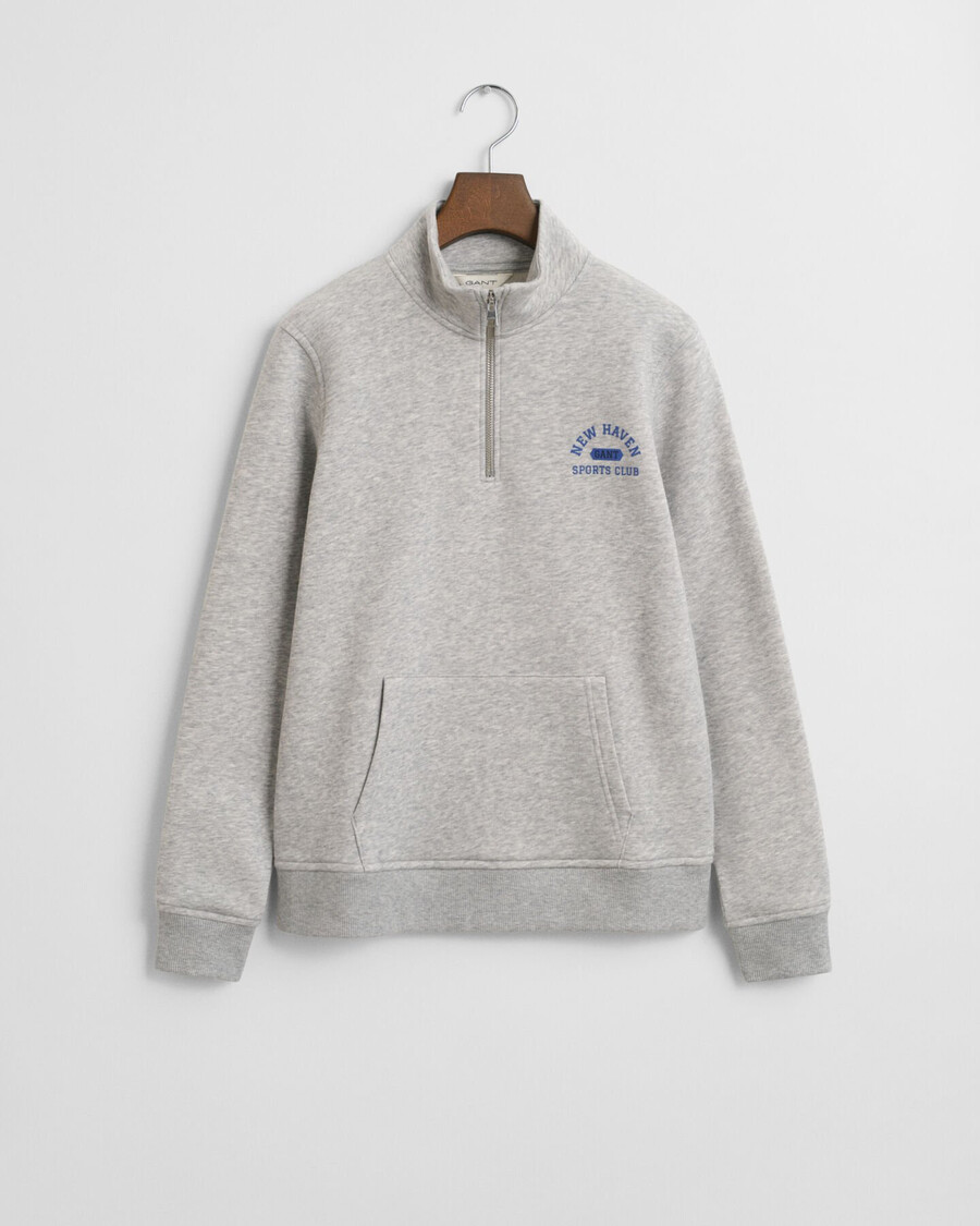 teens graphic halfzip sweatshirt - light grey melange