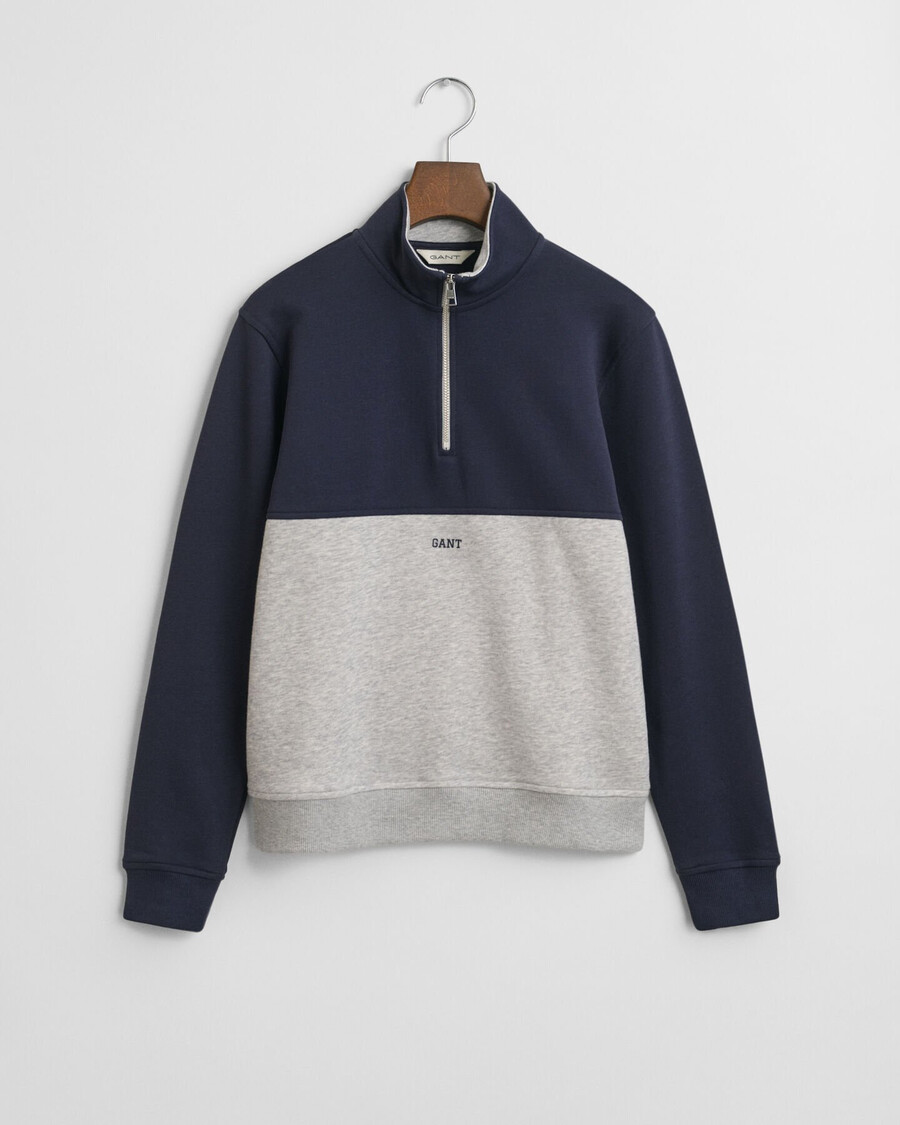 teens blocked halfzip sweatshirt - light grey melange