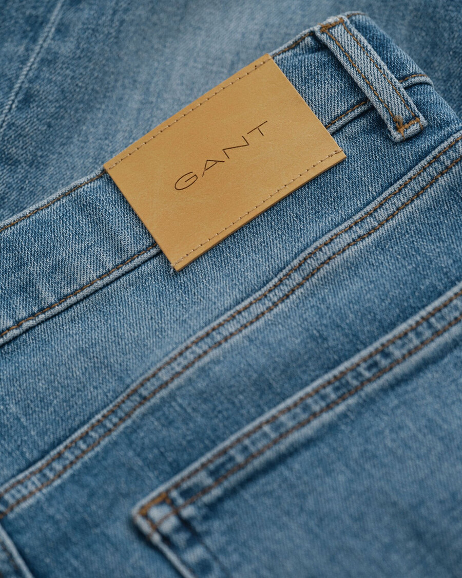 teen boys straight fit jeans - mid blue worn in