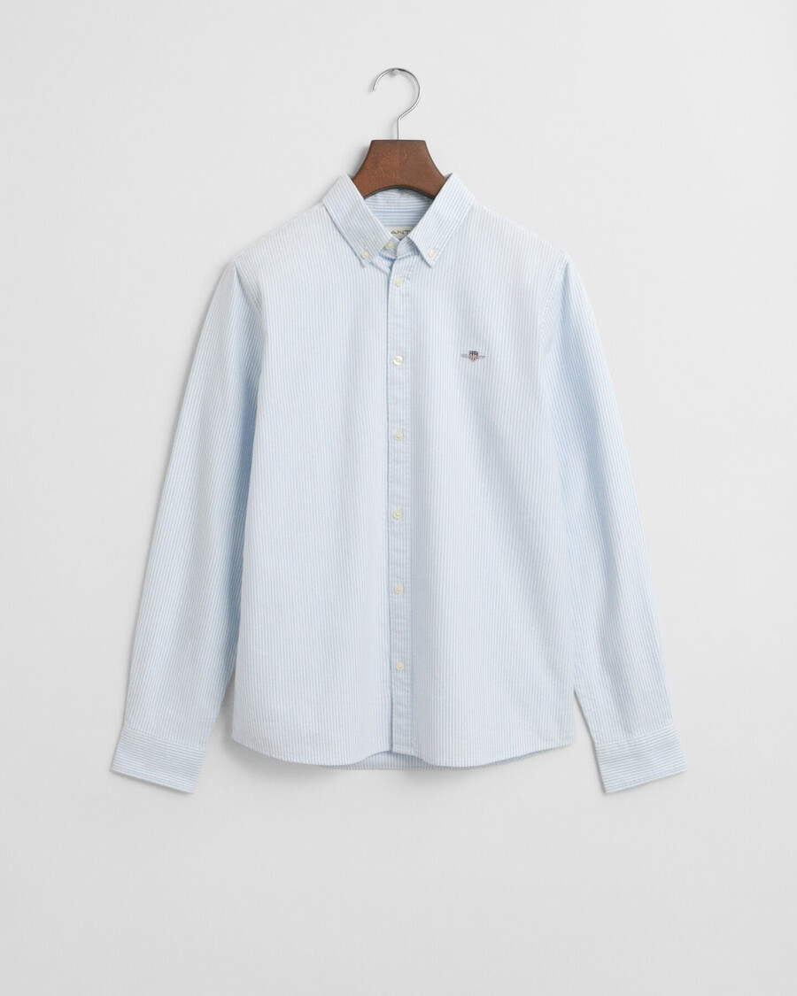 teens striped oxford shirt - capri blue