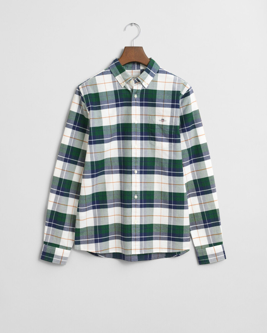 teens checked oxford shirt - forest green