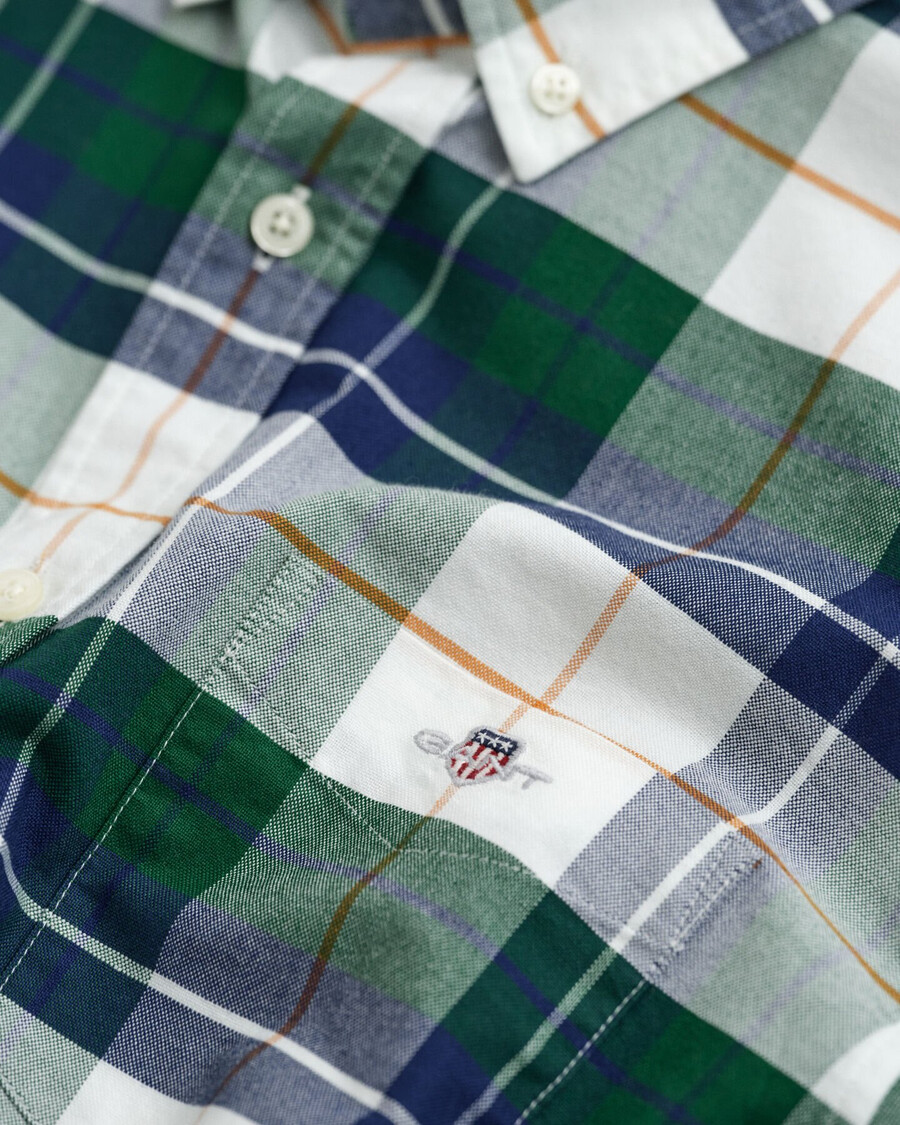 teens checked oxford shirt - forest green