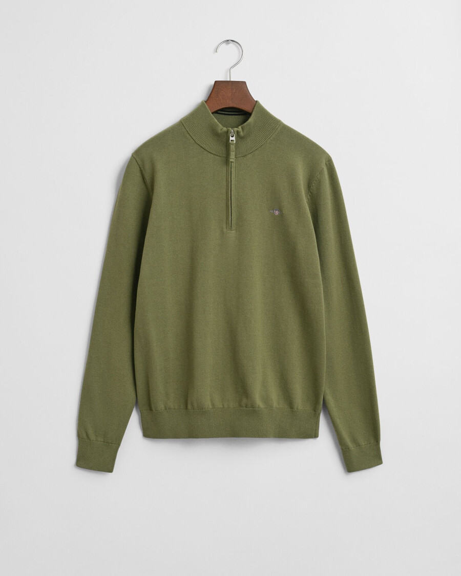 teens shield cotton halfzip sweater - olive green