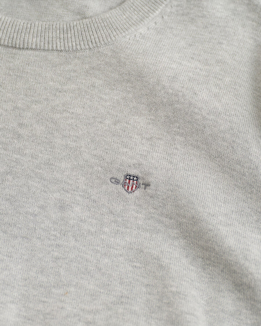 teens shield classic cotton crew neck sweater - light grey melange