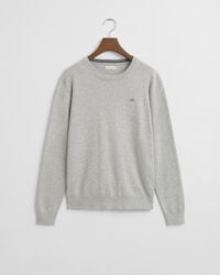 teens shield classic cotton crew neck sweater - light grey melange