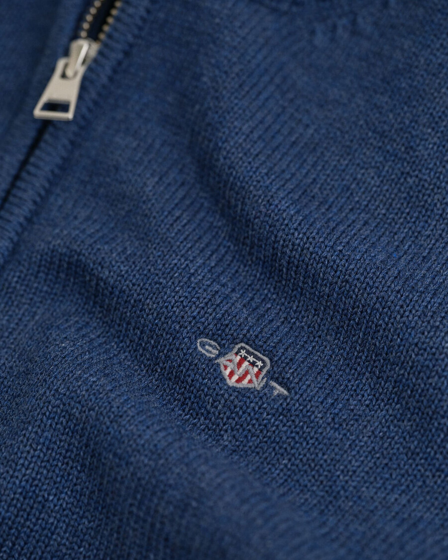 teens casual cotton halfzip sweater - dk jeansblue melange