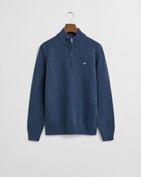 teens casual cotton halfzip sweater - dk jeansblue melange