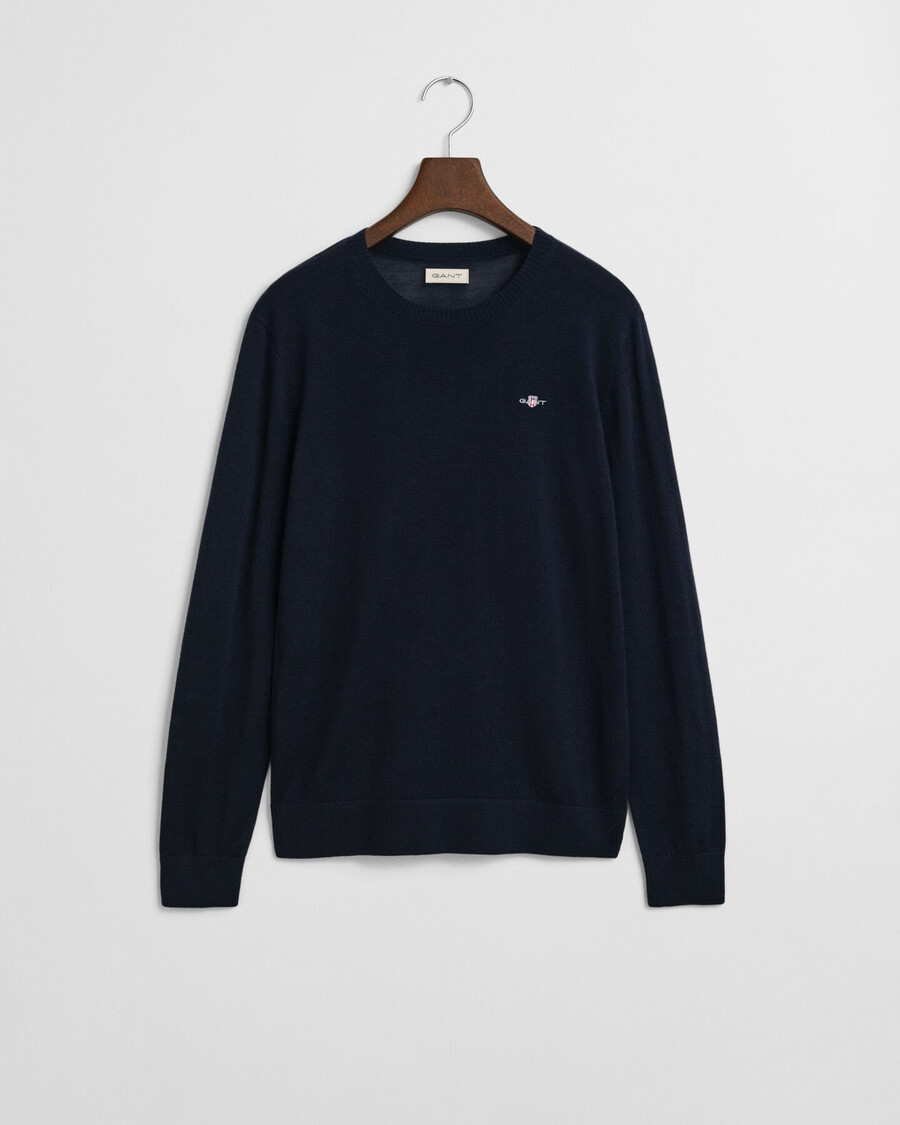 teens extra fine merino wool crew neck sweater - evening blue