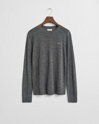 teens extra fine merino wool crew neck sweater - charcoal melange