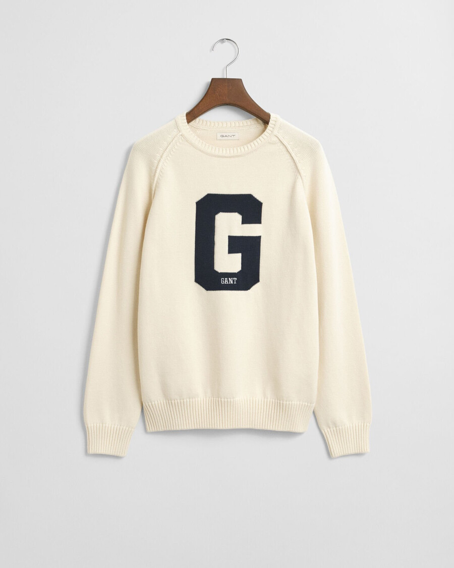 teens graphic crew neck sweater - cream