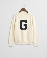 teens graphic crew neck sweater - cream