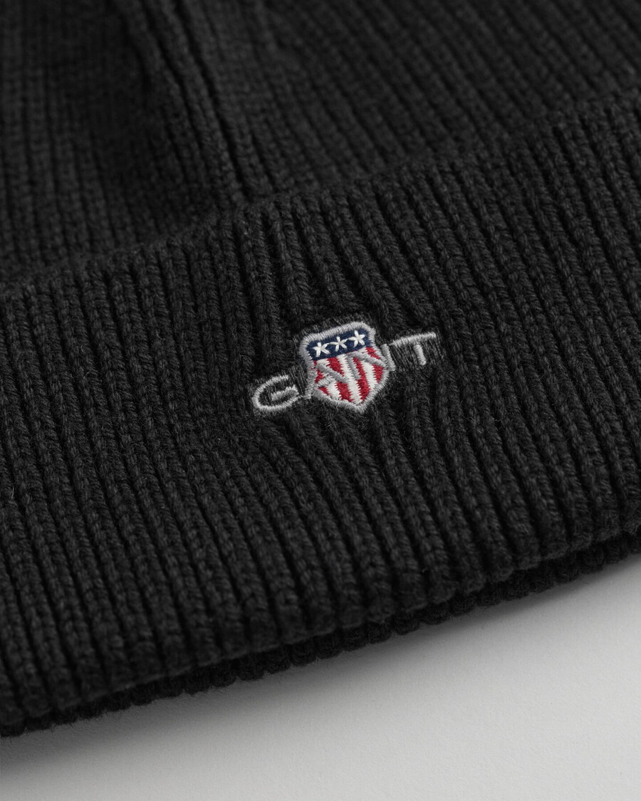 teens shield cotton beanie - black