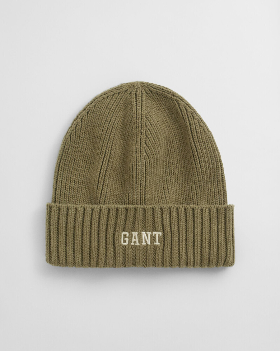 teens graphic cotton beanie - olive green