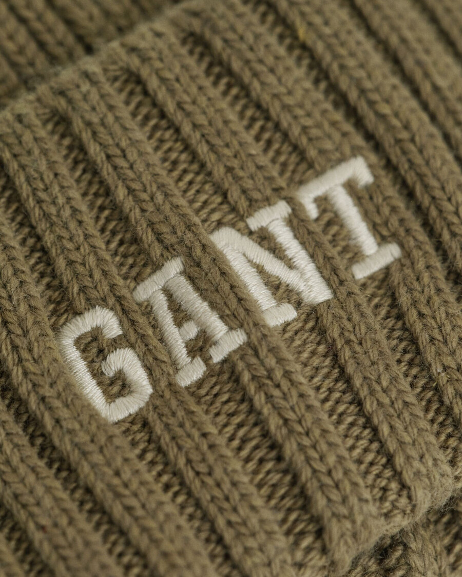 teens graphic cotton beanie - olive green