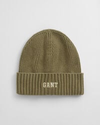 teens graphic cotton beanie - olive green