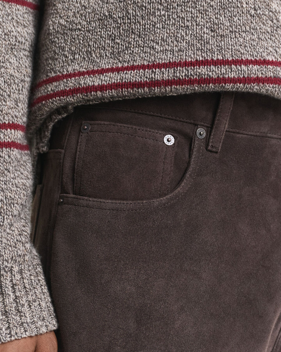 suede straight fit jeans - deep brown