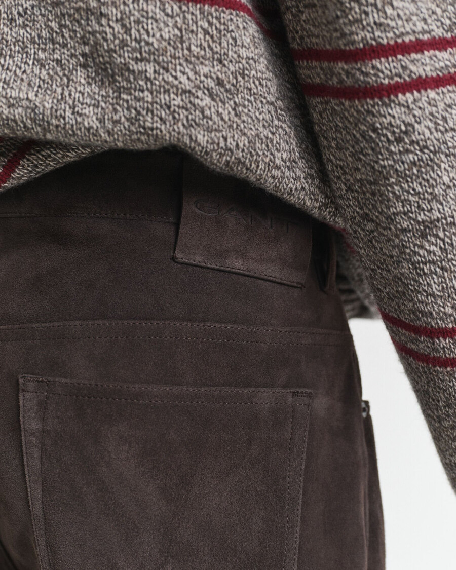suede straight fit jeans - deep brown