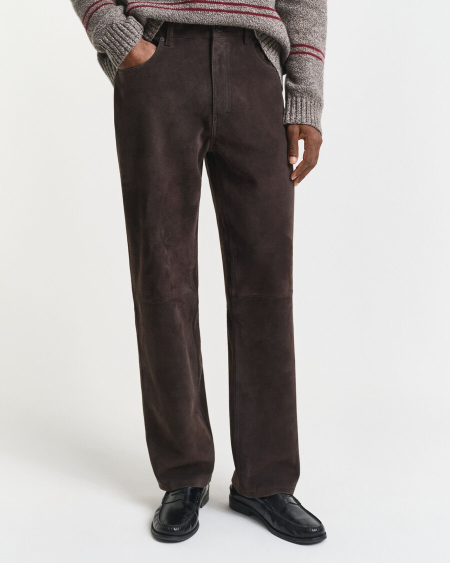 suede straight fit jeans - deep brown
