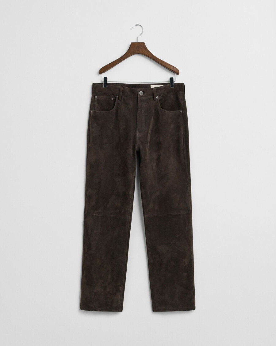 suede straight fit jeans - deep brown