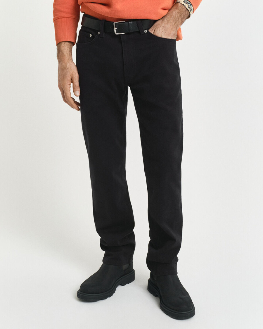 regular fit soft twill jeans - black