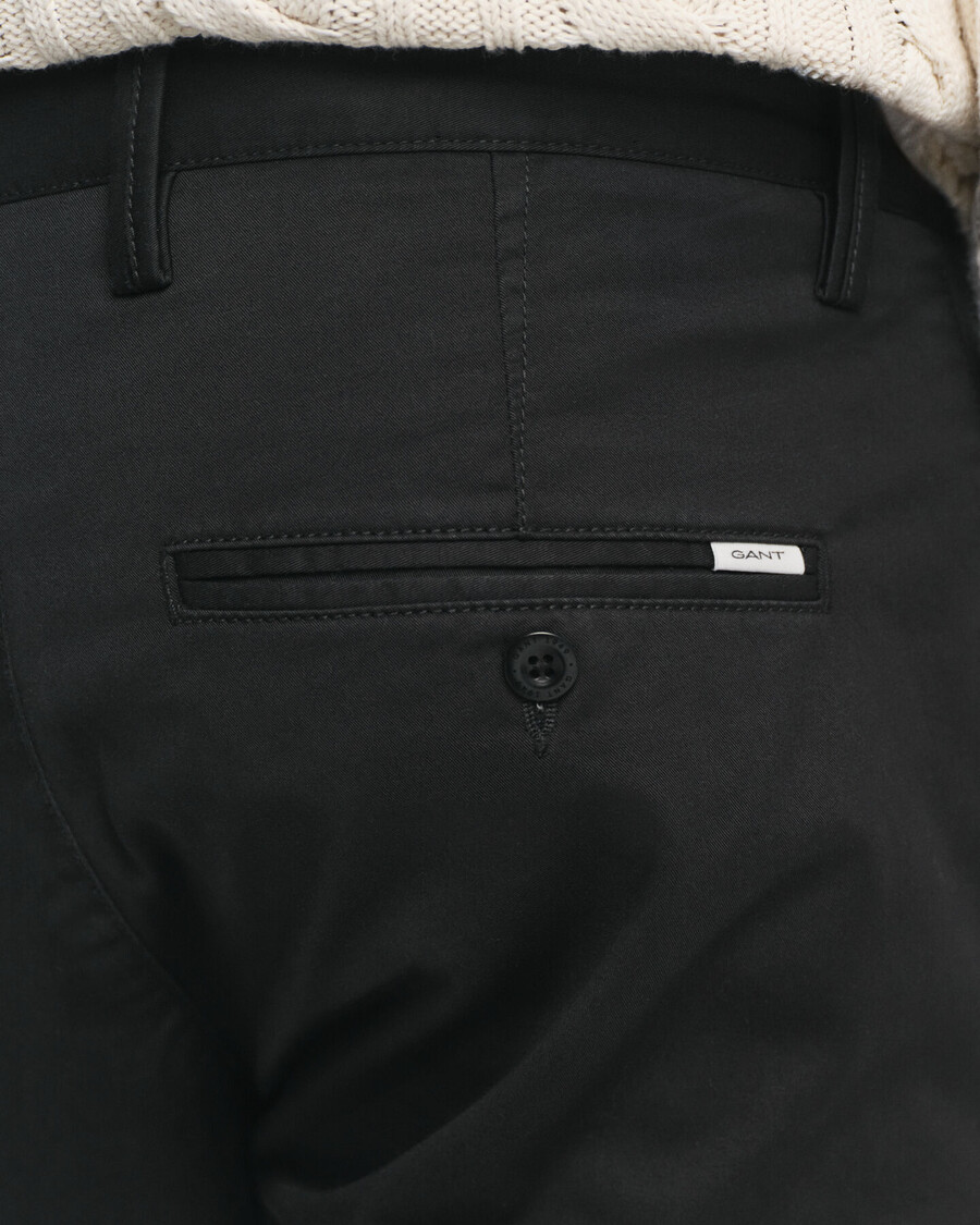 slim fit twill chinos - black