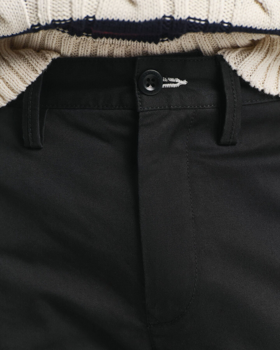 slim fit twill chinos - black