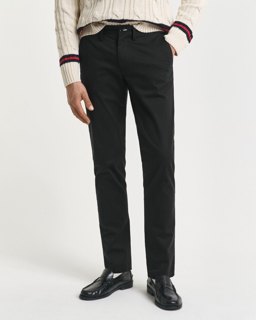slim fit twill chinos - black