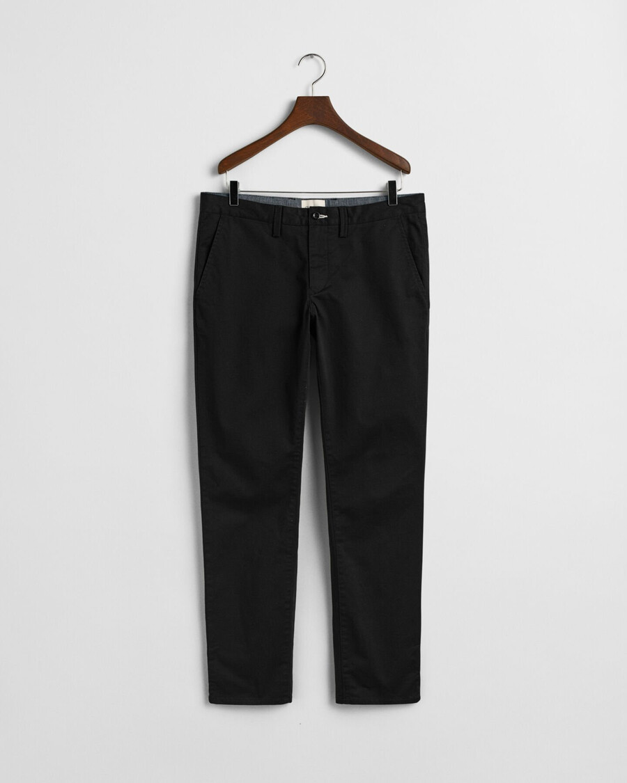 slim fit twill chinos - black