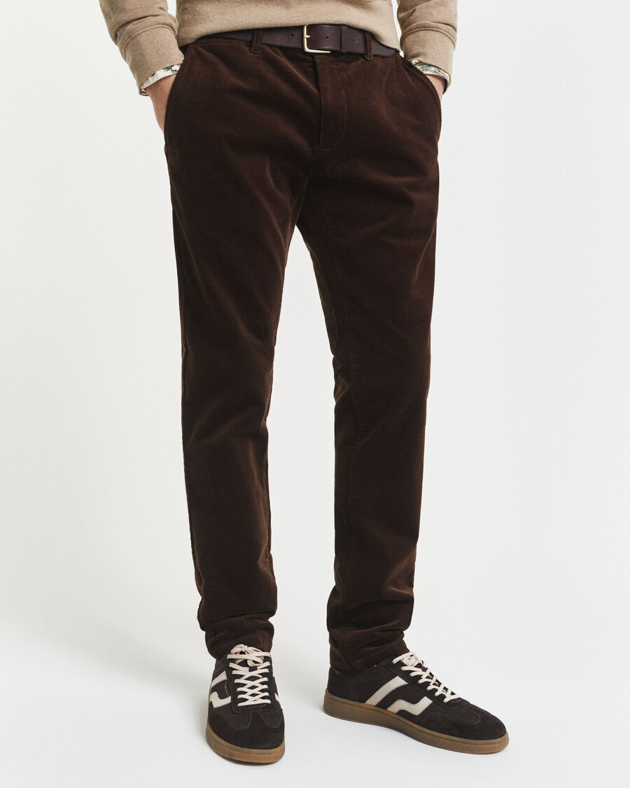 slim fit corduroy chinos - rich brown