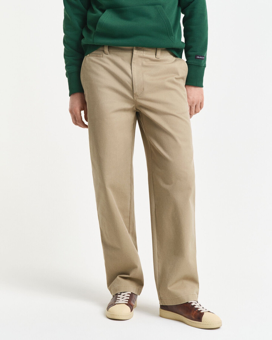 relaxed fit cotton twill chinos - light taupe