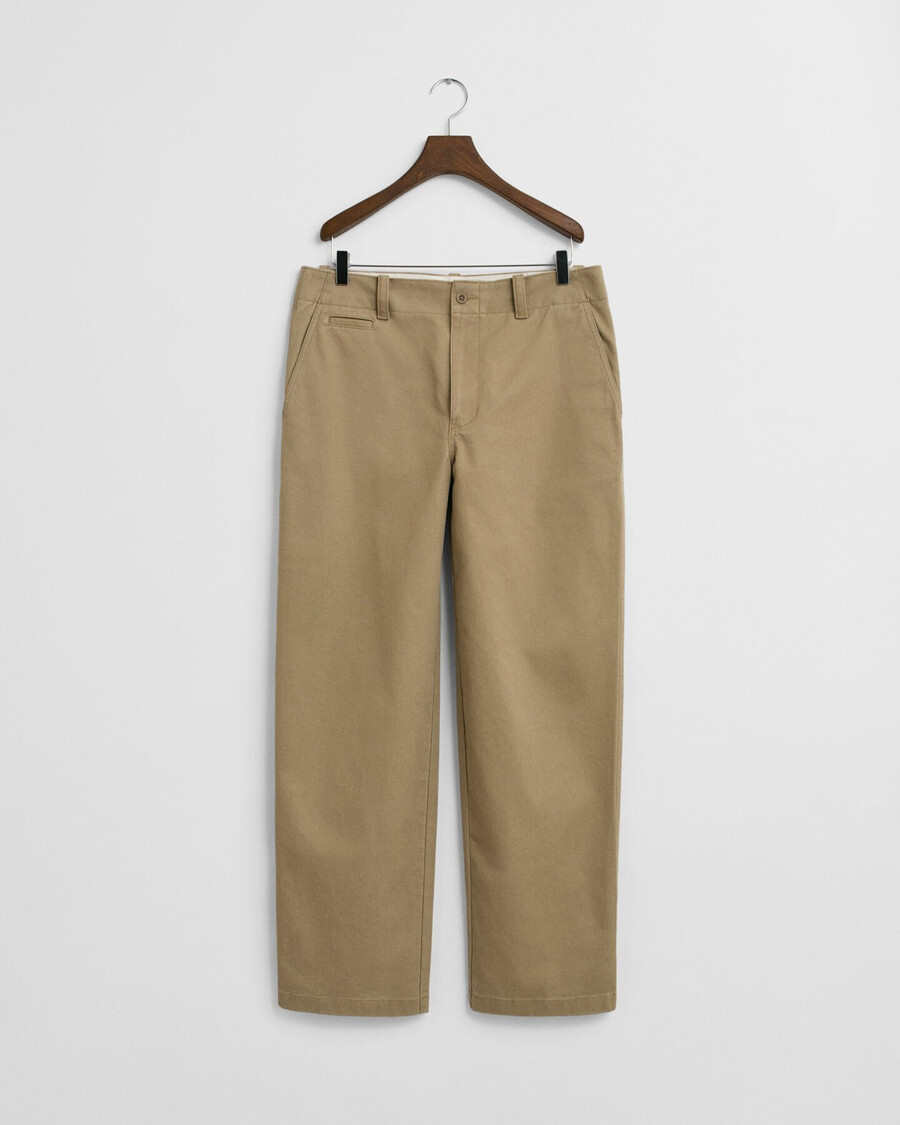 relaxed fit cotton twill chinos - light taupe