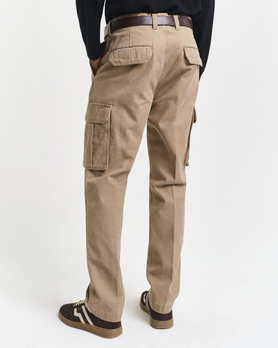 regular fit cotton twill cargo pants - light taupe