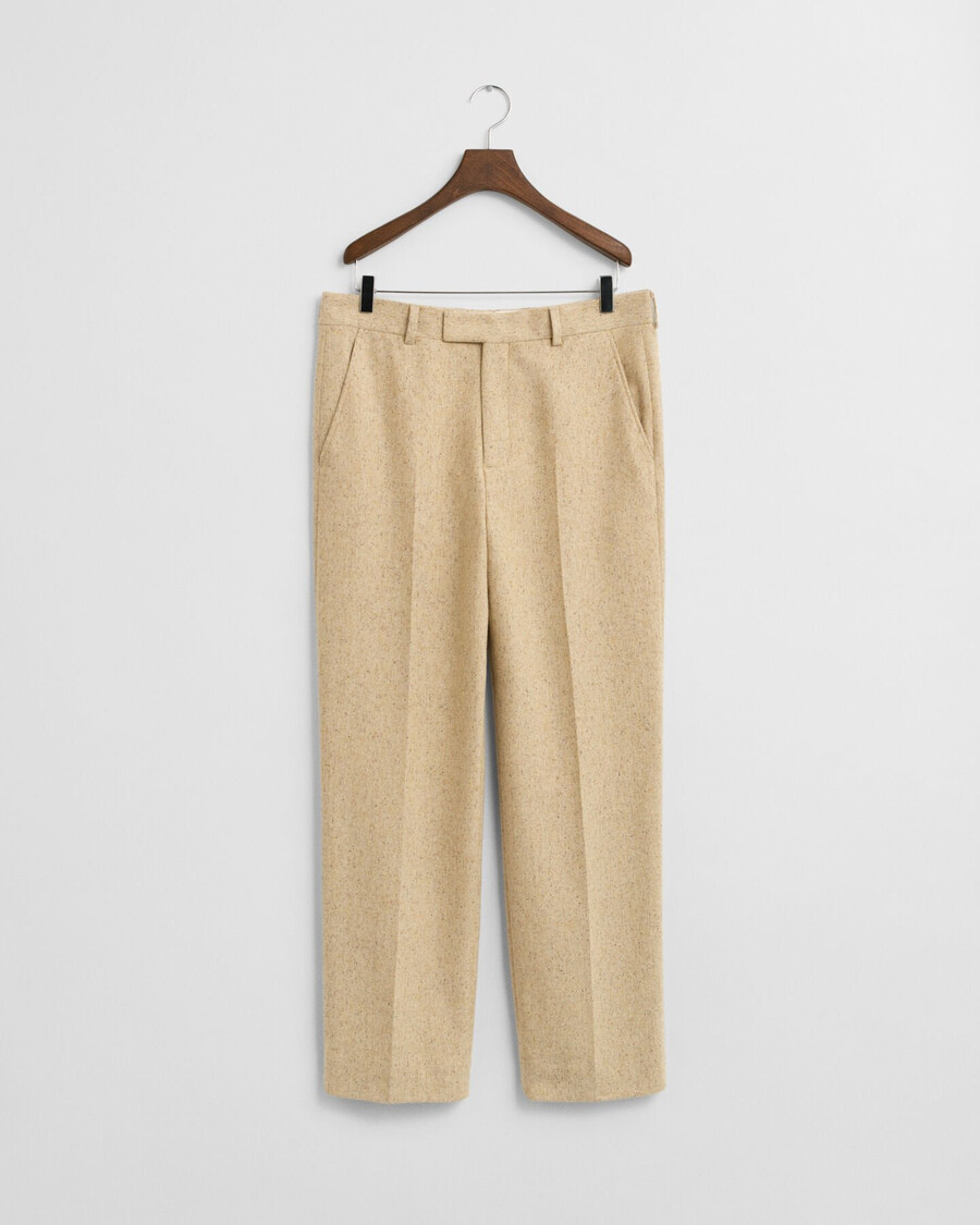 relaxed fit nepps herringbone suit pants - concrete beige