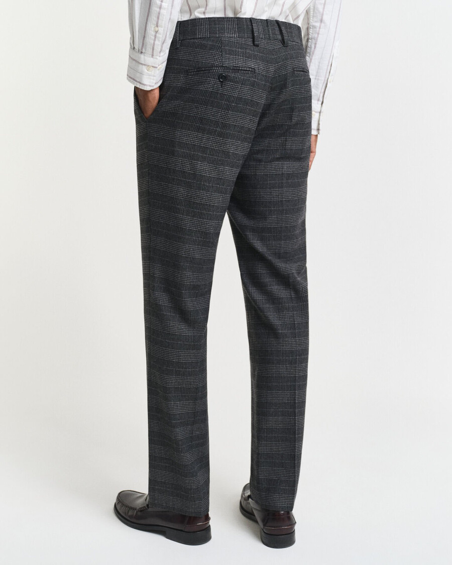 slim fit glen check suit pants - antracit melange